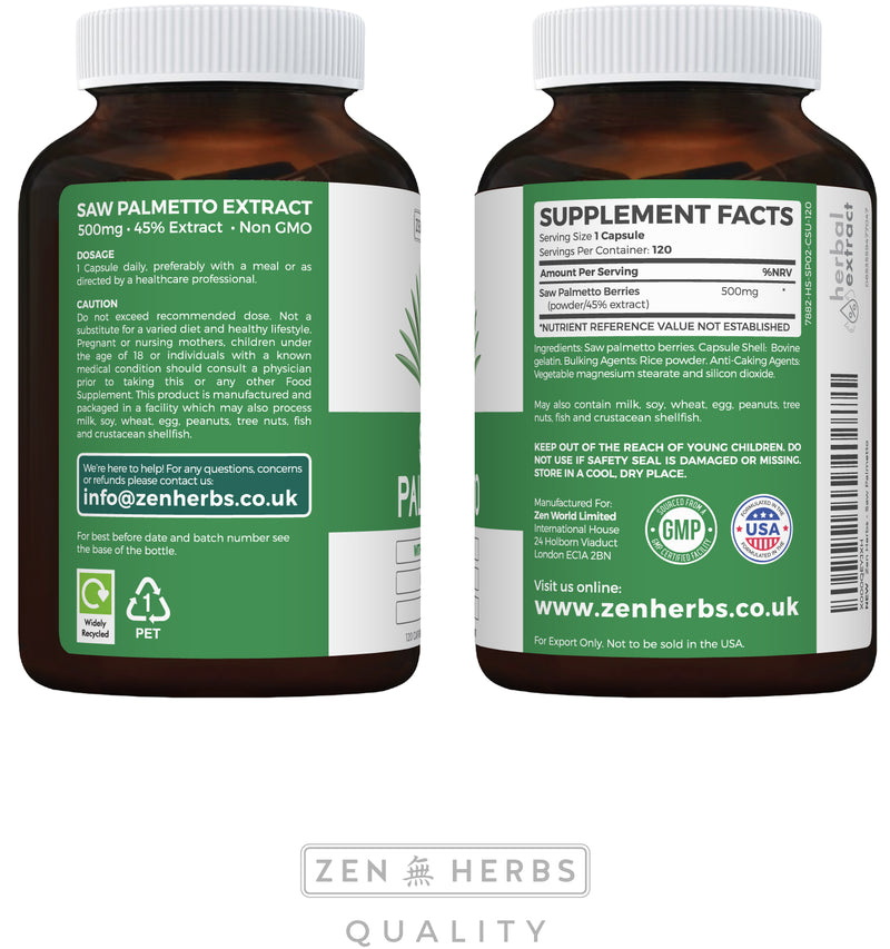 Saw Palmetto 120 Capsules (NON-GMO)