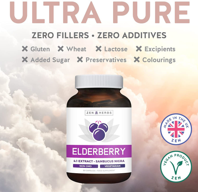 Elderberry 4:1 Extract Capsules (Non-GMO)