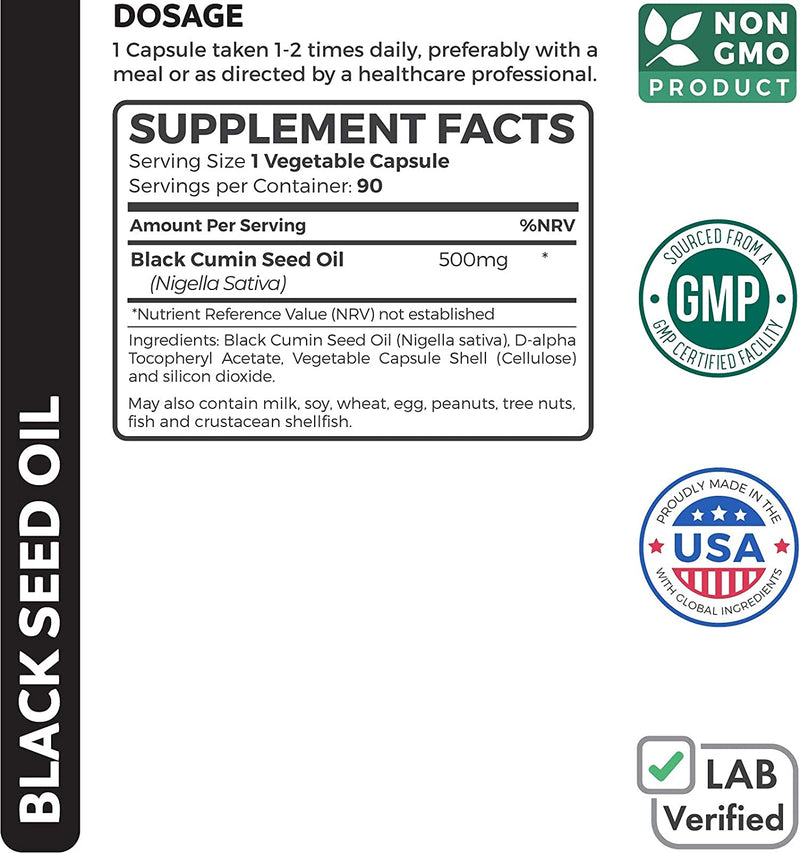 Black Seed Oil Softgel Capsules (Non-GMO & Vegetarian)