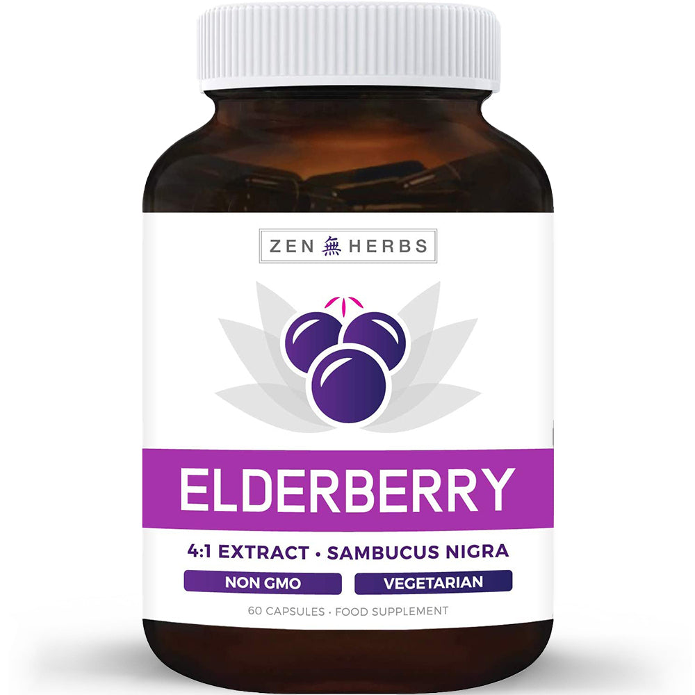 Elderberry 4:1 extract. sambucus nigra. 60 capsules. non-GMO and vegetarian.
